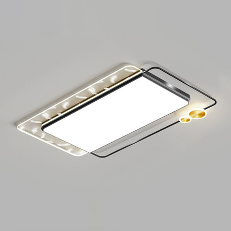 Modern Creative LED Feather Ceiling Light Wrought Iron Geometric Flush Mount with Acrylic Shade