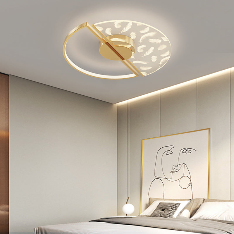 Aluminium Feather LED Flush Mount in Modern Creative Style Iron Ceiling Light with Acrylic Shade