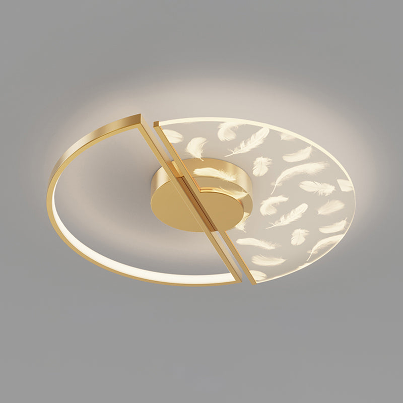 Aluminium Feather LED Flush Mount in Modern Creative Style Iron Ceiling Light with Acrylic Shade