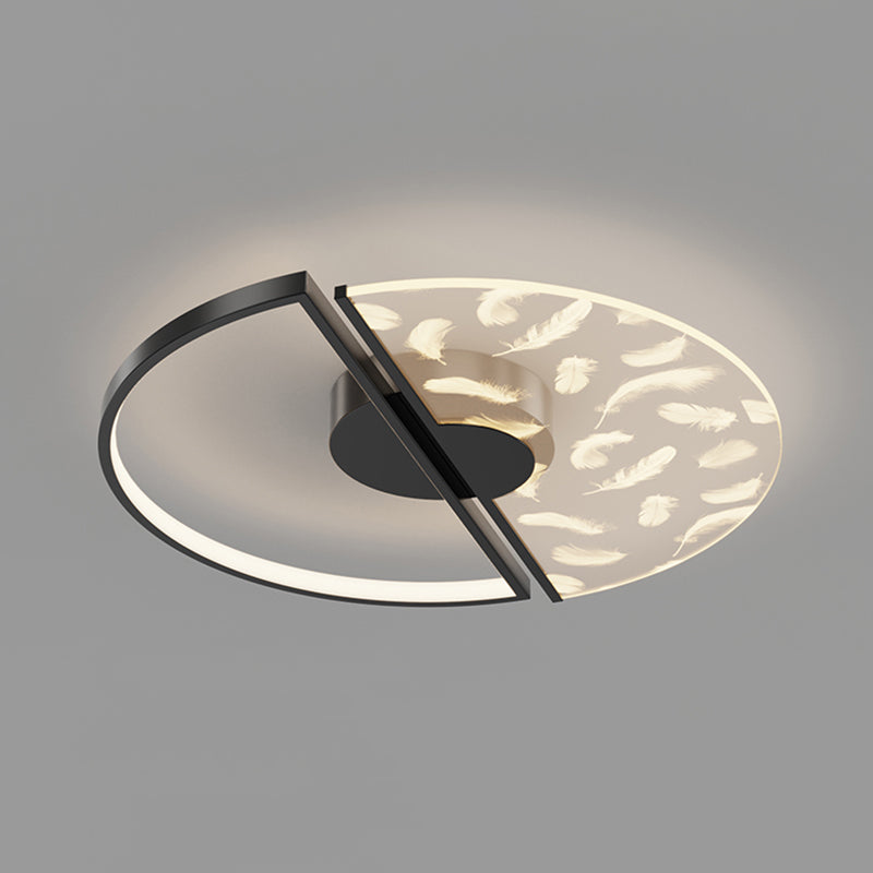 Aluminium Feather LED Flush Mount in Modern Creative Style Iron Ceiling Light with Acrylic Shade