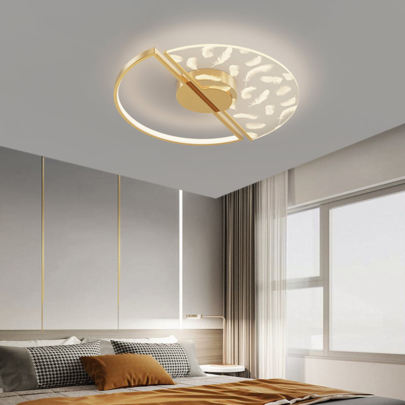 Aluminium Feather LED Flush Mount in Modern Creative Style Iron Ceiling Light with Acrylic Shade