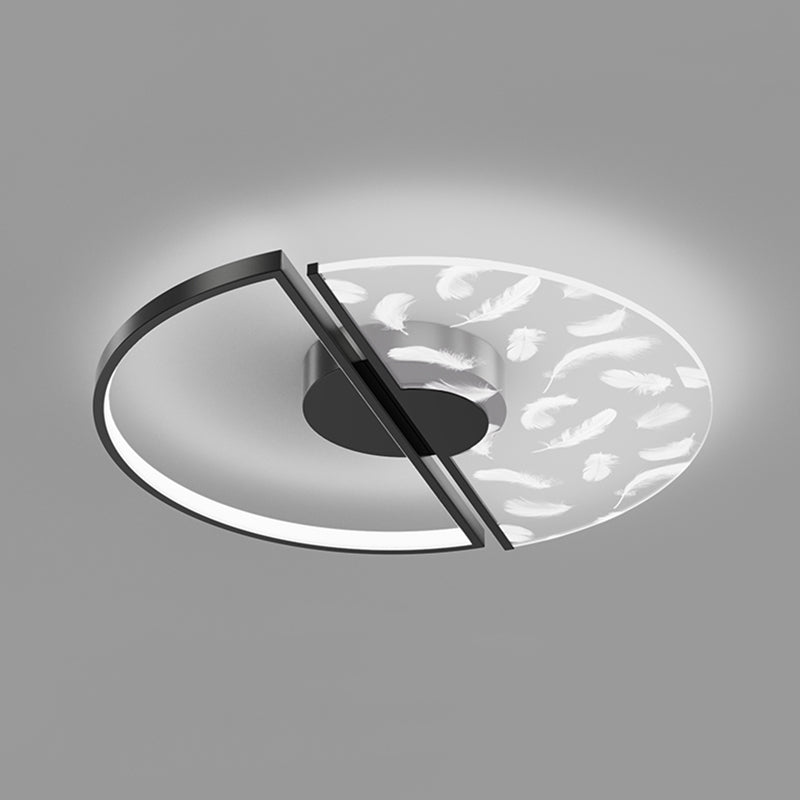 Aluminium Feather LED Flush Mount in Modern Creative Style Iron Ceiling Light with Acrylic Shade