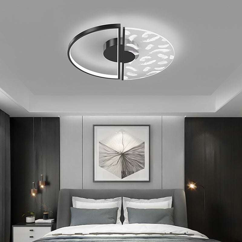 Aluminium Feather LED Flush Mount in Modern Creative Style Iron Ceiling Light with Acrylic Shade