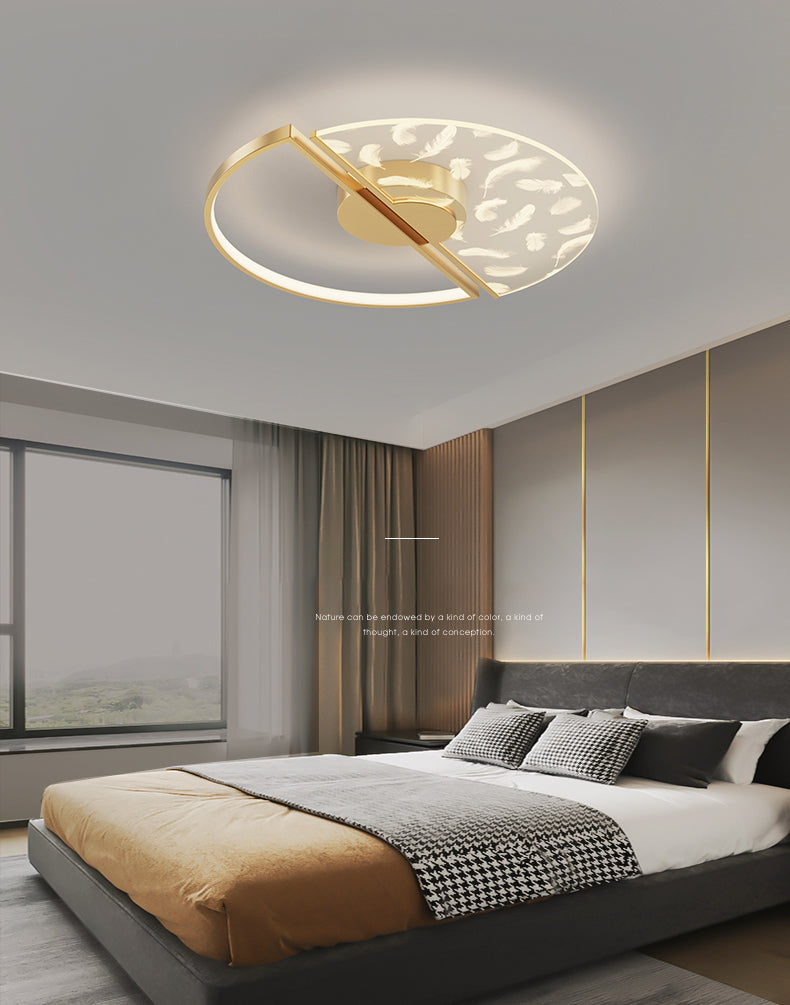 Aluminium Feather LED Flush Mount in Modern Creative Style Iron Ceiling Light with Acrylic Shade