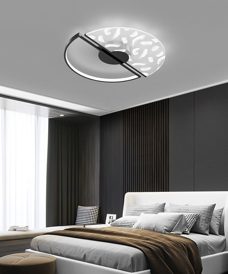 Aluminium Feather LED Flush Mount in Modern Creative Style Iron Ceiling Light with Acrylic Shade