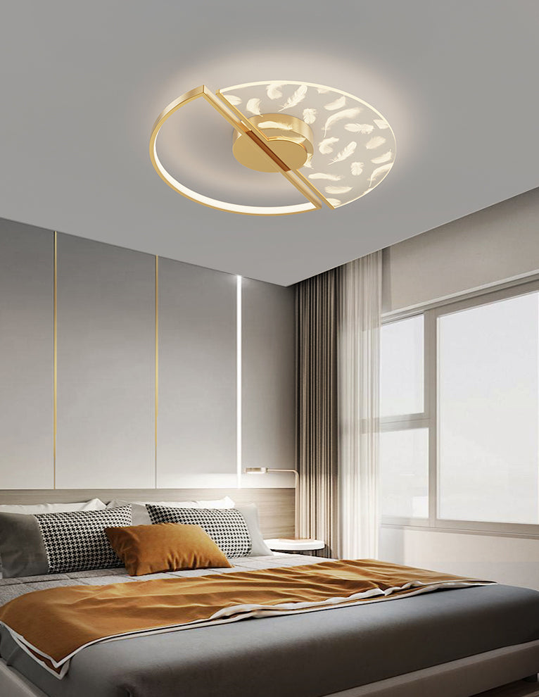 Aluminium Feather LED Flush Mount in Modern Creative Style Iron Ceiling Light with Acrylic Shade