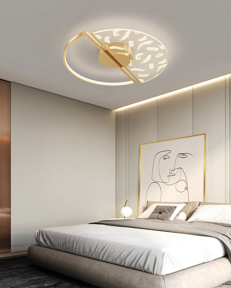 Aluminium Feather LED Flush Mount in Modern Creative Style Iron Ceiling Light with Acrylic Shade