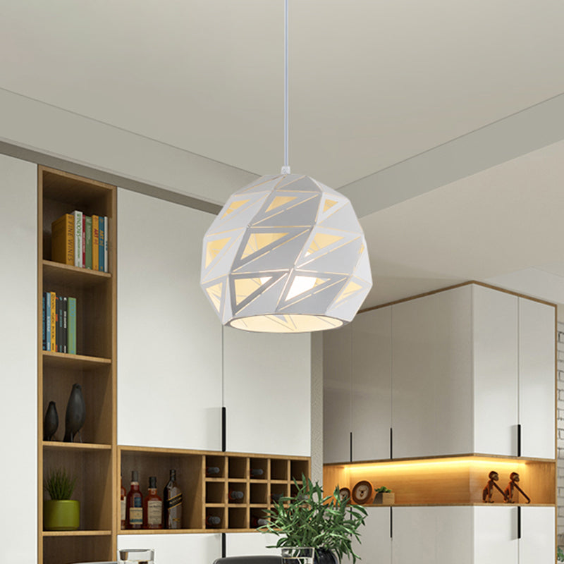 10"/12.5" Wide Metal Laser-Cut Pendant Light Fixture Minimalist 1 Light White/Black Hanging Lamp Kit