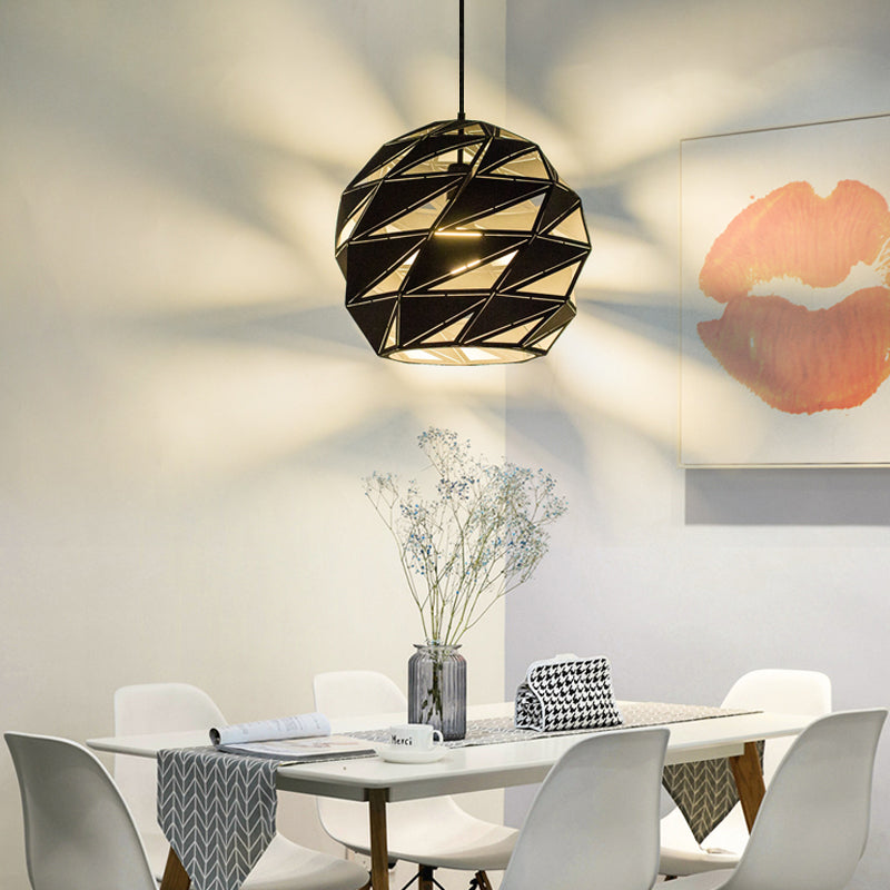 10"/12.5" Wide Metal Laser-Cut Pendant Light Fixture Minimalist 1 Light White/Black Hanging Lamp Kit