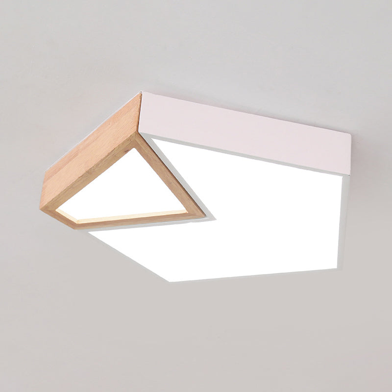 Wit/Groen Pentagon Flushmount Verlichting Hedendaagse Hout LED Flush Plafond Licht fixture in Wit/Warm Licht