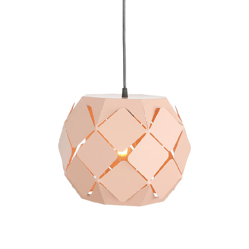 Lampe suspendue au laser métal minimaliste 1 éclairage pendentif de salon léger en rose