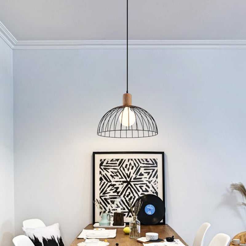 Kuppel Anhänger Beleuchtung Minimalist Metall 1 Kopf schwarzes Pendel Licht für Wohnzimmer