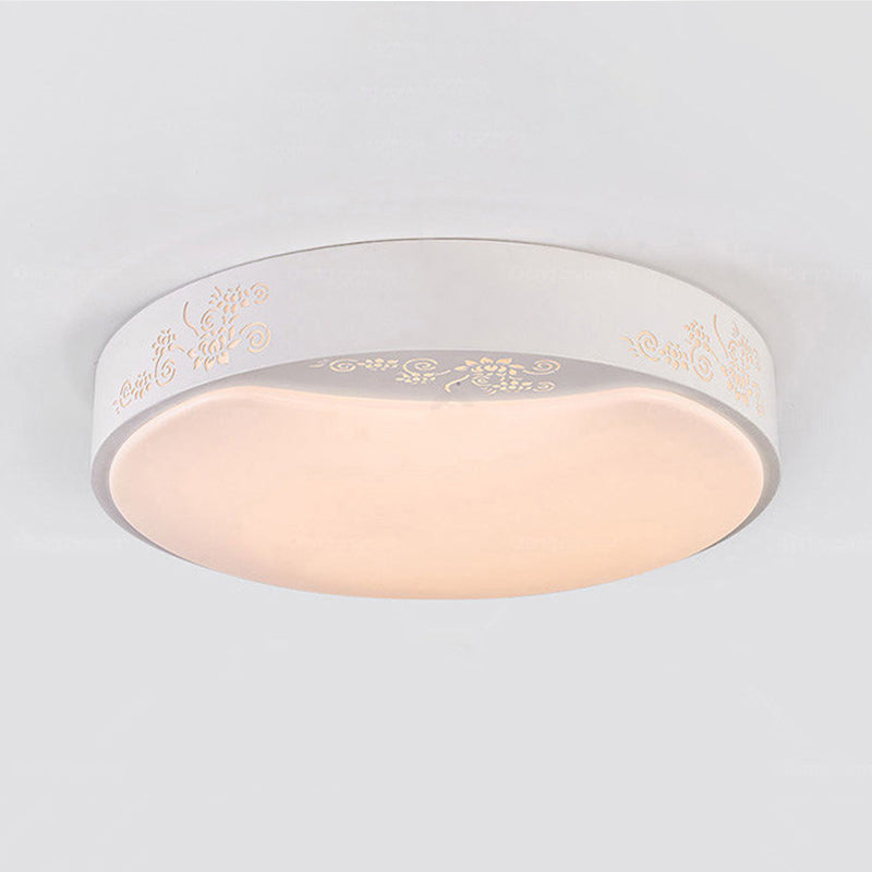 Plafonnier encastré rond blanc moderne 16,5 "/ 20,5" diamètre LED métal encastré salon luminaire