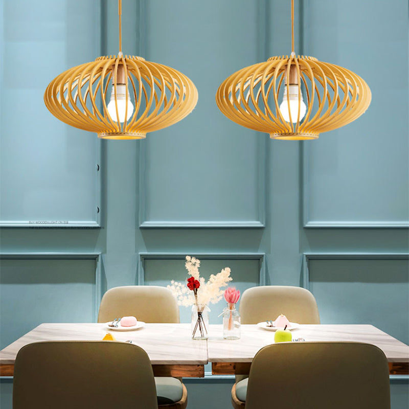 Chinesische 1 Kopfdecke Licht Holzlaterne Hängende Leuchte mit Bambusschatten