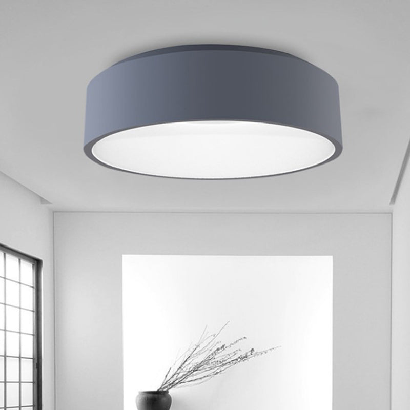 18"/23.5" Wide Grey Circular Flush Ceiling Lamp Modern LED Metal Flush Mount Light in White/Warm Light