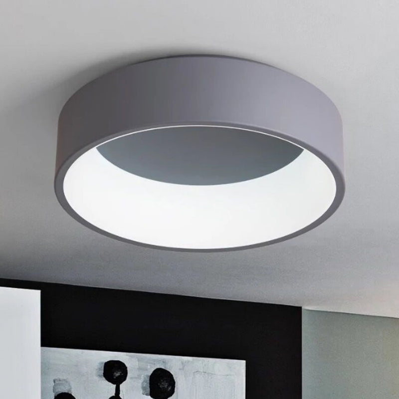 18"/23.5" Wide Grey Circular Flush Ceiling Lamp Modern LED Metal Flush Mount Light in White/Warm Light