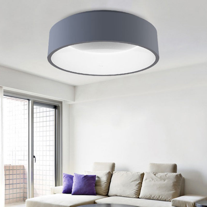18"/23.5" Wide Grey Circular Flush Ceiling Lamp Modern LED Metal Flush Mount Light in White/Warm Light