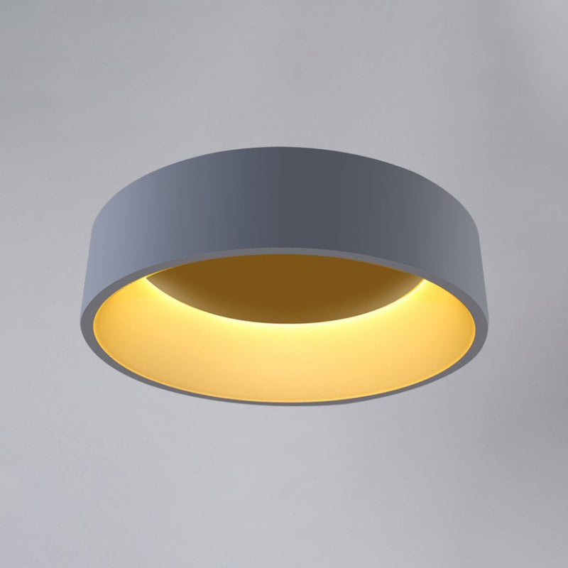 18"/23.5" Wide Grey Circular Flush Ceiling Lamp Modern LED Metal Flush Mount Light in White/Warm Light