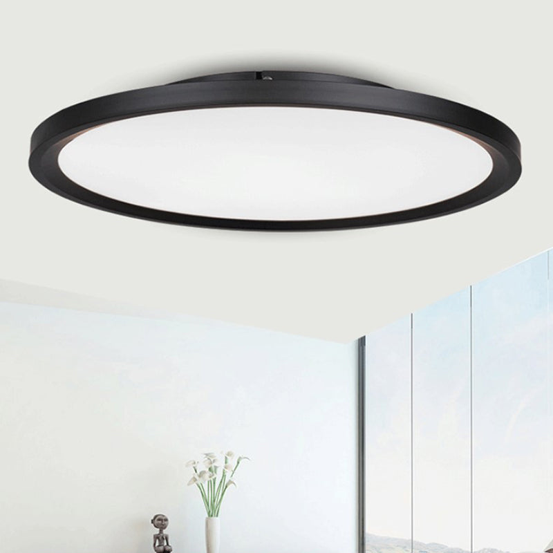 Modernistische LED Flush Mount Lighting met Metal Shade White/Black Ring Close to Ceiling Lamp Fixture met Acrylic Diffuser in Wit/Warm Licht, 16 "/19.5" Dia
