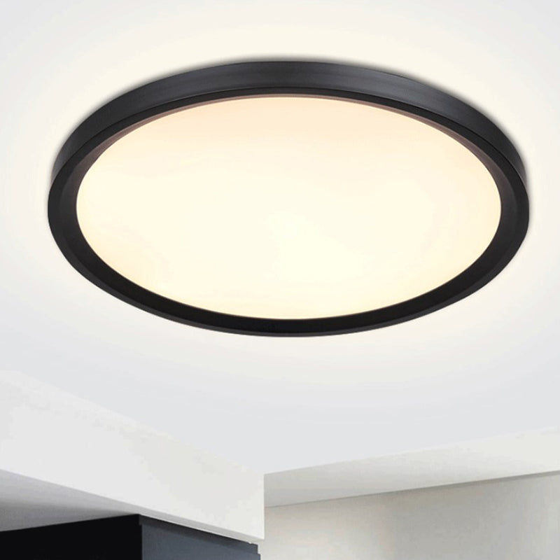 Modernistische LED Flush Mount Lighting met Metal Shade White/Black Ring Close to Ceiling Lamp Fixture met Acrylic Diffuser in Wit/Warm Licht, 16 "/19.5" Dia