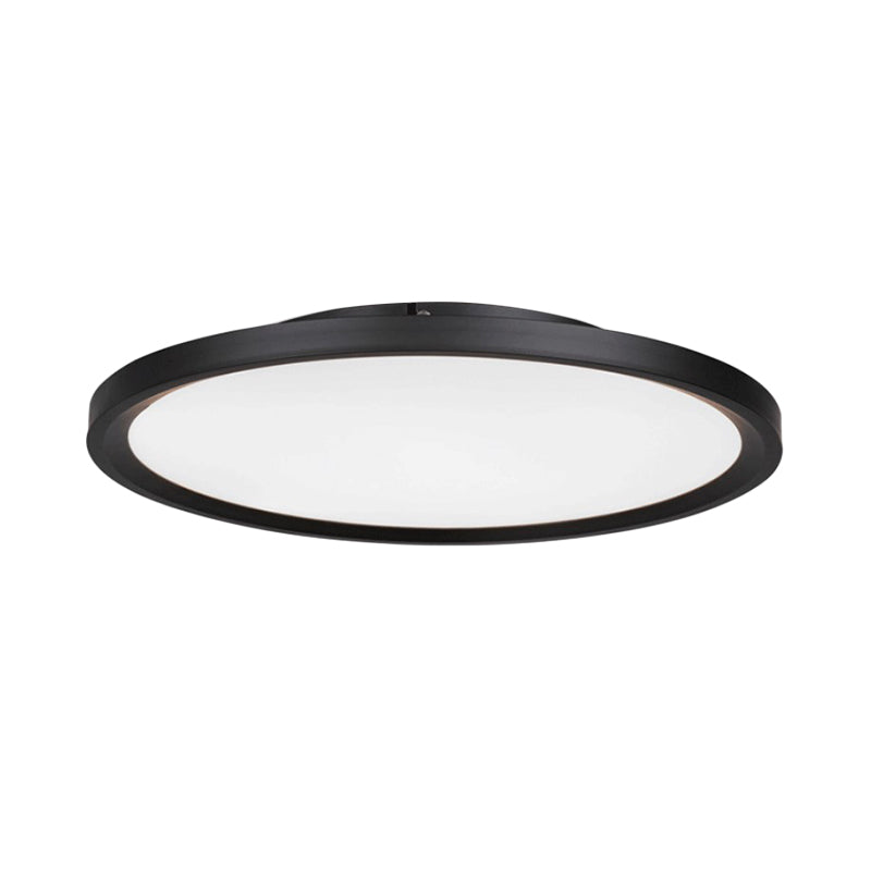 Modernist LED Flush Mount Lighting with Metal Shade White/Black Ring Close to Ceiling Lamp Fixture with Acrylic Diffuser in White/Warm Light, 16"/19.5" Dia