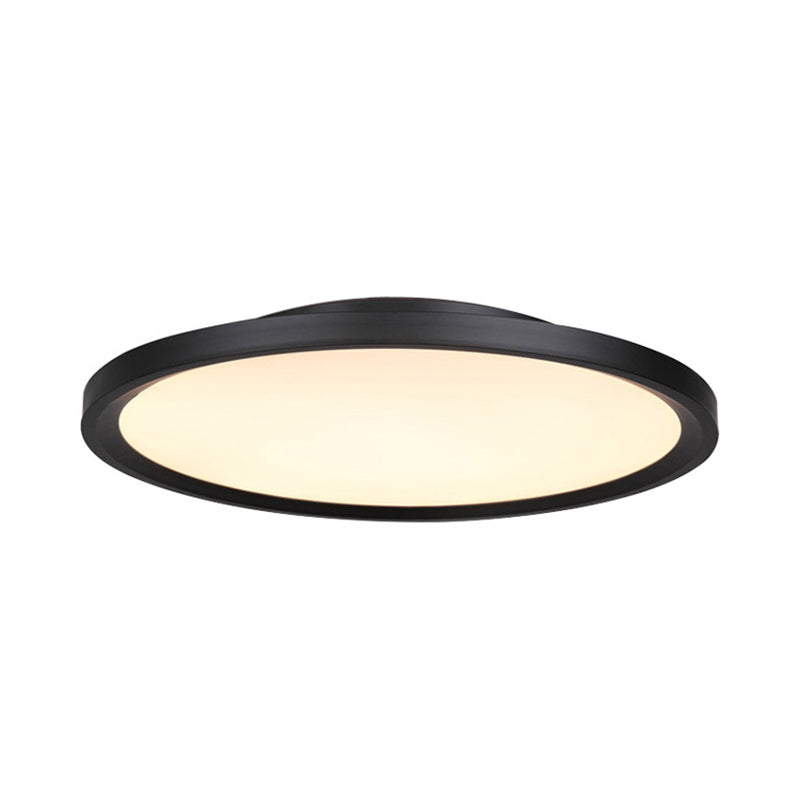 Modernistische LED Flush Mount Lighting met Metal Shade White/Black Ring Close to Ceiling Lamp Fixture met Acrylic Diffuser in Wit/Warm Licht, 16 "/19.5" Dia