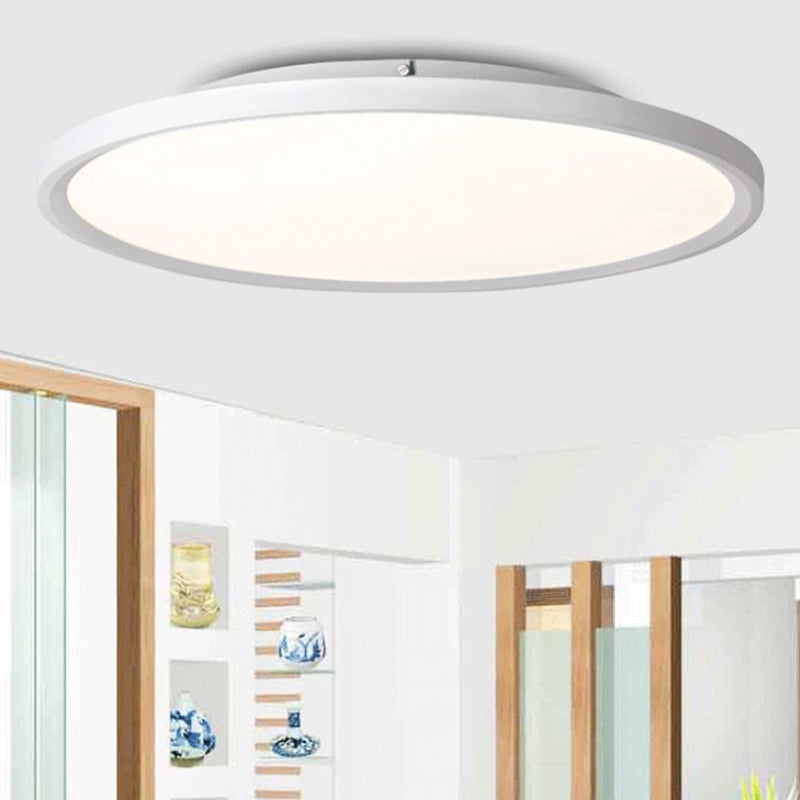 Modernistische LED Flush Mount Lighting met Metal Shade White/Black Ring Close to Ceiling Lamp Fixture met Acrylic Diffuser in Wit/Warm Licht, 16 "/19.5" Dia
