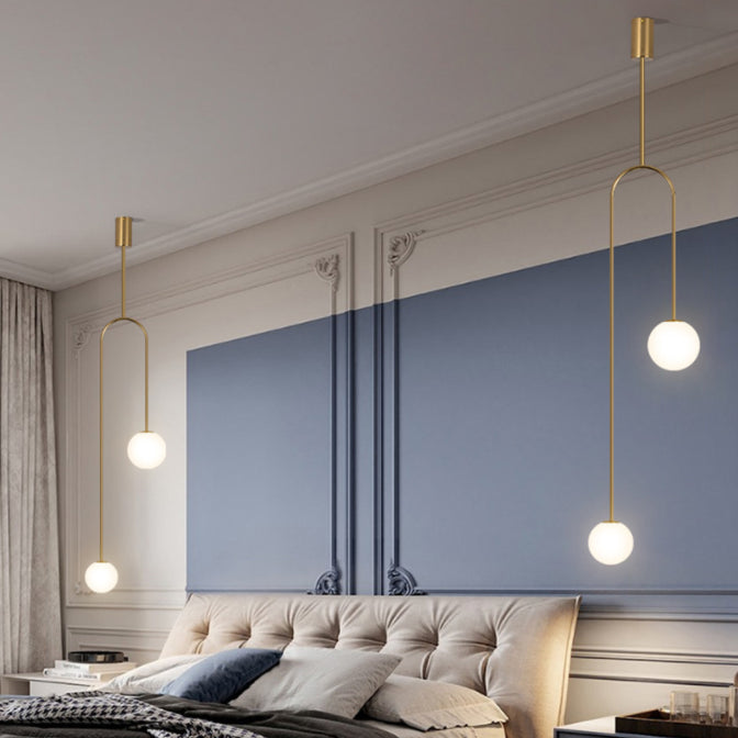 2 Lichter sphärische Anhängerbeleuchtung moderne Einfachheit Milchglas Anhänger Deckenleuchten