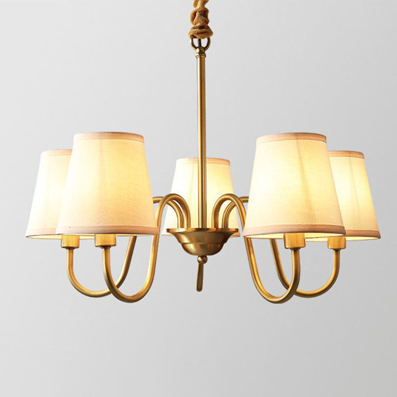 Gold Copper Pendant Light in Traditional Classic Style Flax Sputnik Hanging Light for Living Room