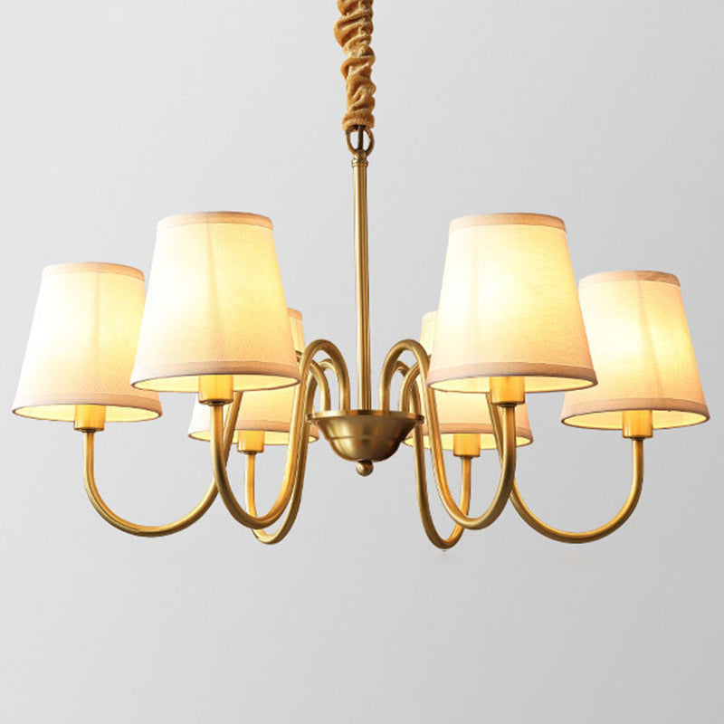 Gold Copper Pendant Light in Traditional Classic Style Flax Sputnik Hanging Light for Living Room