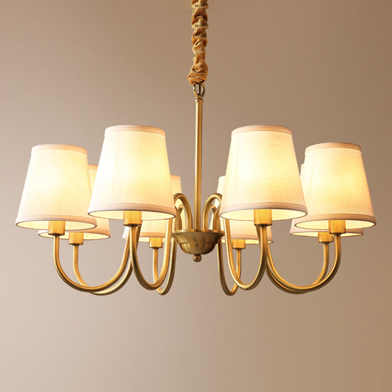 Gold Copper Pendant Light in Traditional Classic Style Flax Sputnik Hanging Light for Living Room