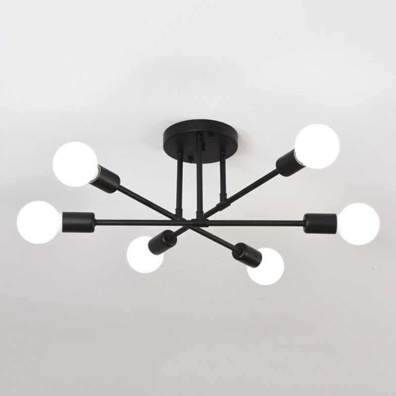 Metallic Semi Flush Light Fixtures Exposed Bulb Modern Bedroom Ceiling Flush Mount Lights