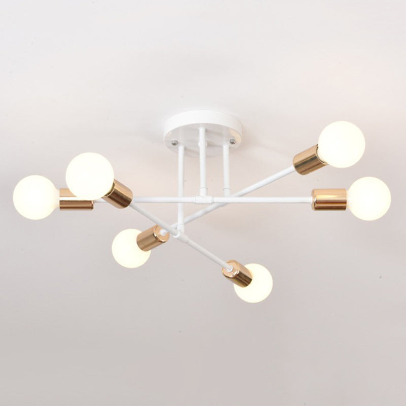 Metallic Semi Flush Light Fixtures Exposed Bulb Modern Bedroom Ceiling Flush Mount Lights