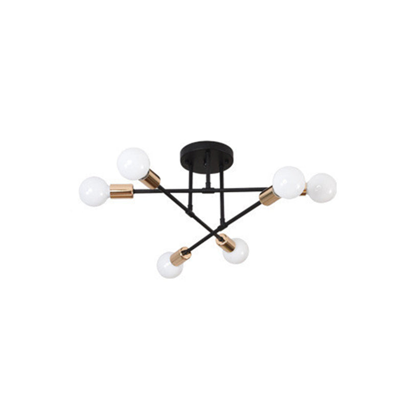 Metallic Semi Flush Light Fixtures Exposed Bulb Modern Bedroom Ceiling Flush Mount Lights