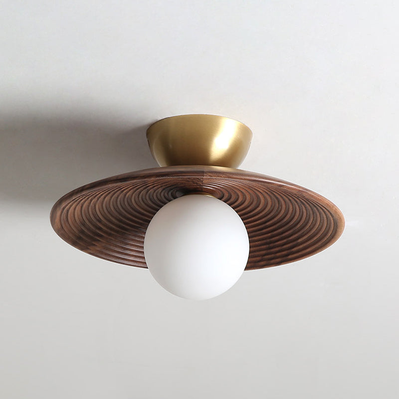 Plafonnier semi-encastré pour allée ombragée, éclairage moderne semi-encastré en bois, marron