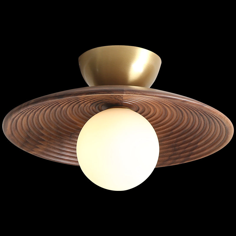 Plafonnier semi-encastré pour allée ombragée, éclairage moderne semi-encastré en bois, marron