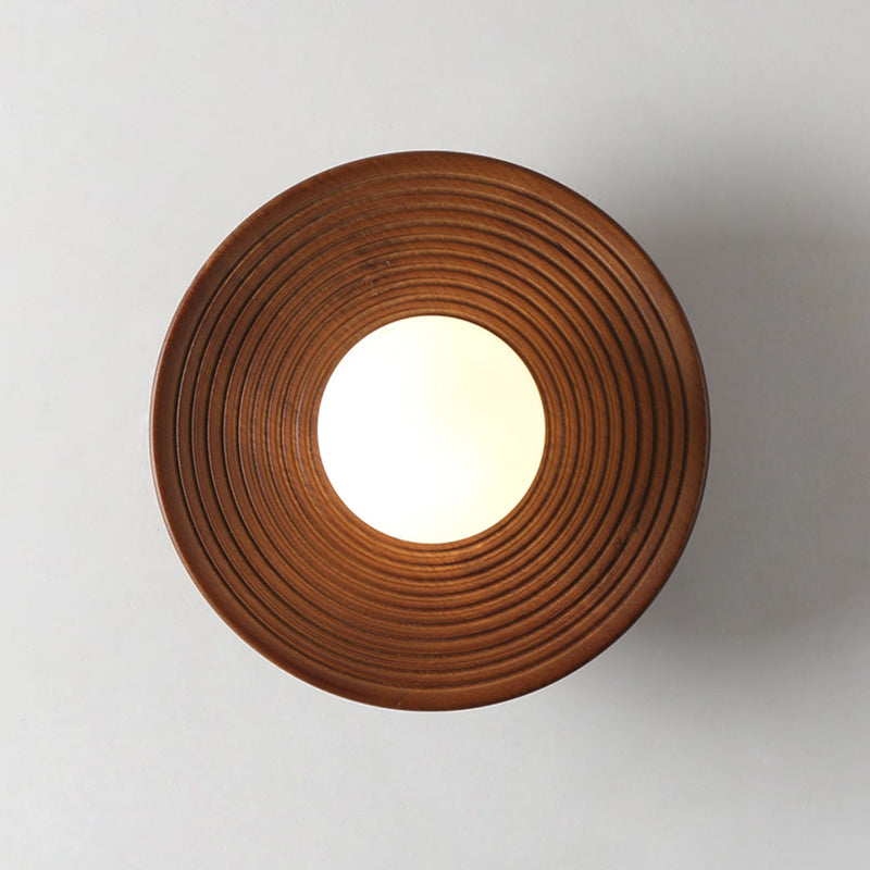 Plafonnier semi-encastré pour allée ombragée, éclairage moderne semi-encastré en bois, marron