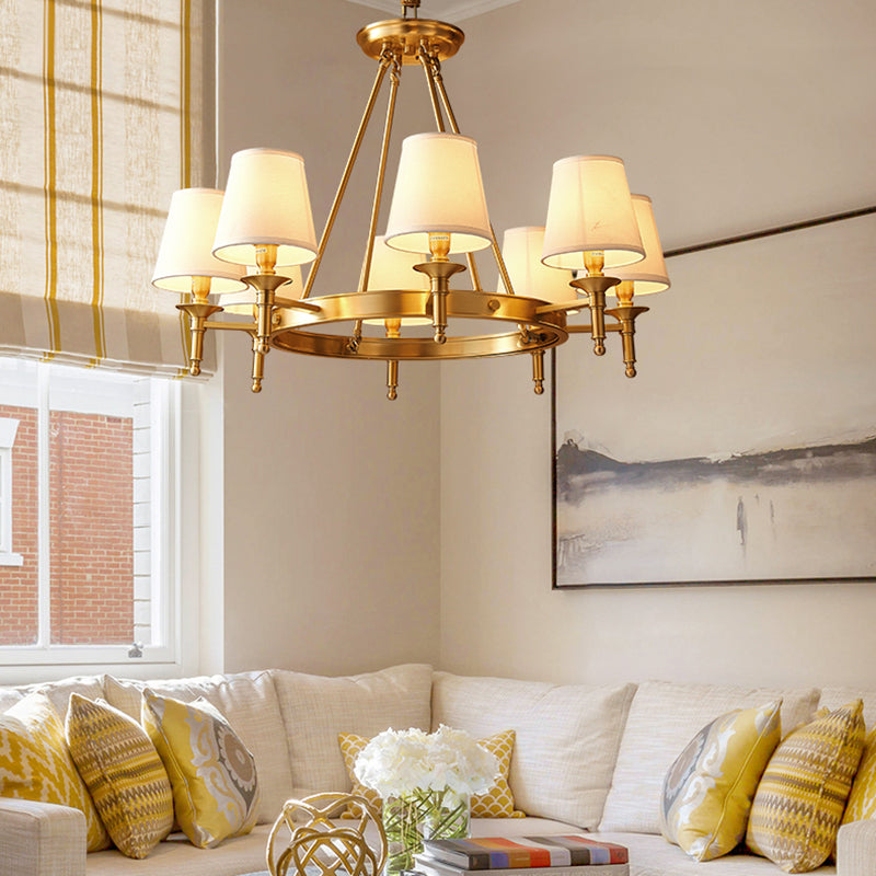 Gold Copper Pendant Light in Traditional Classic Style Fabrics Sputnik Hanging Light for Living Room