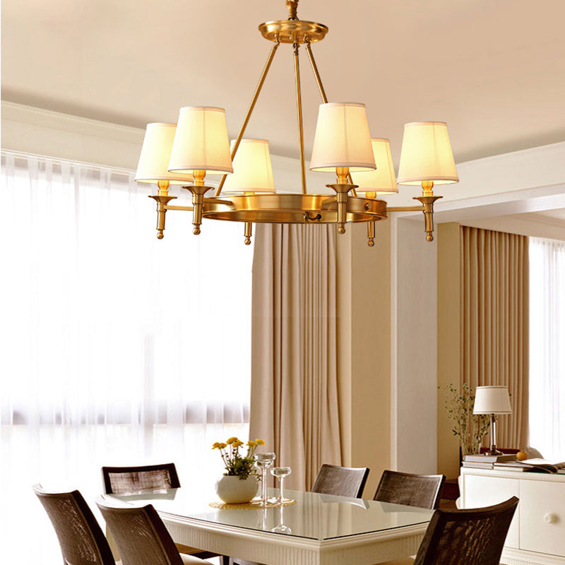 Gold Copper Pendant Light in Traditional Classic Style Fabrics Sputnik Hanging Light for Living Room