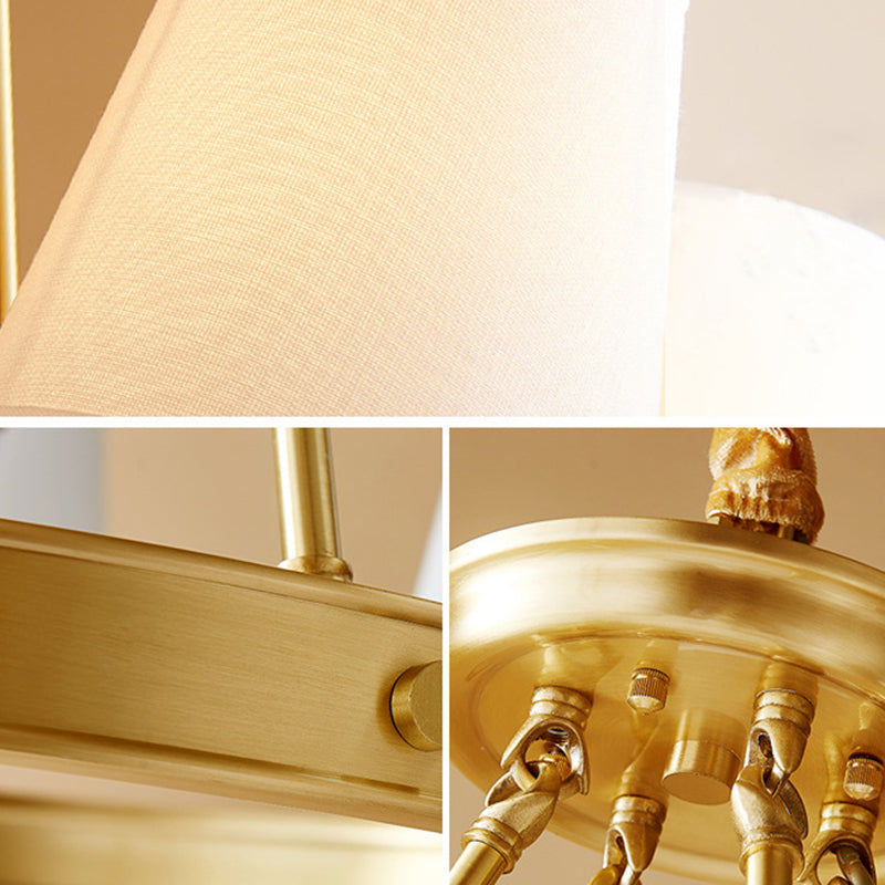 Gold Copper Pendant Light in Traditional Classic Style Fabrics Sputnik Hanging Light for Living Room