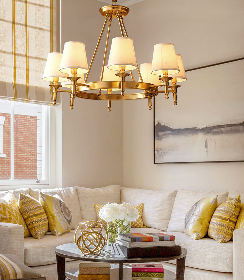 Gold Copper Pendant Light in Traditional Classic Style Fabrics Sputnik Hanging Light for Living Room