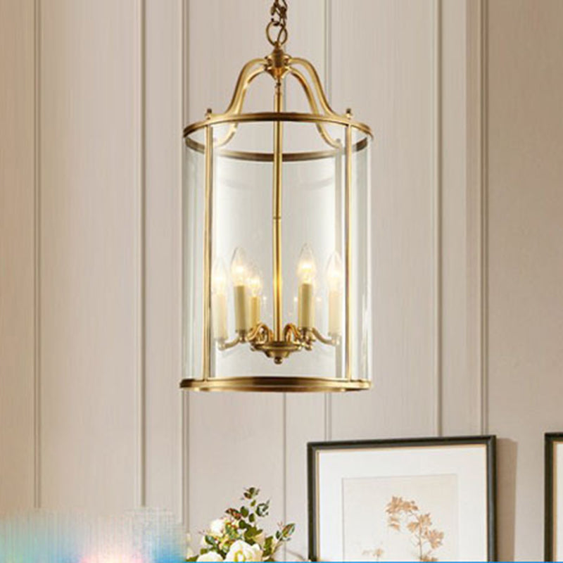 Cylinder Chandelier Light Fixture Traditional Glass Pendant Lighting for Restaurant