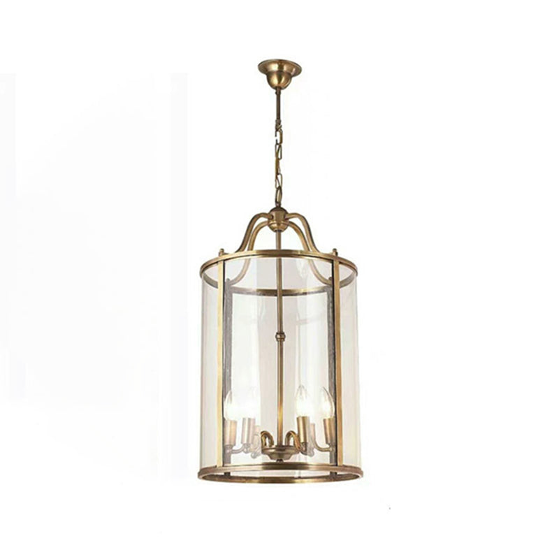 Cylinder Chandelier Light Fixture Traditional Glass Pendant Lighting for Restaurant