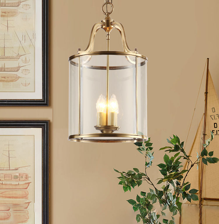 Cylinder Chandelier Light Fixture Traditional Glass Pendant Lighting for Restaurant