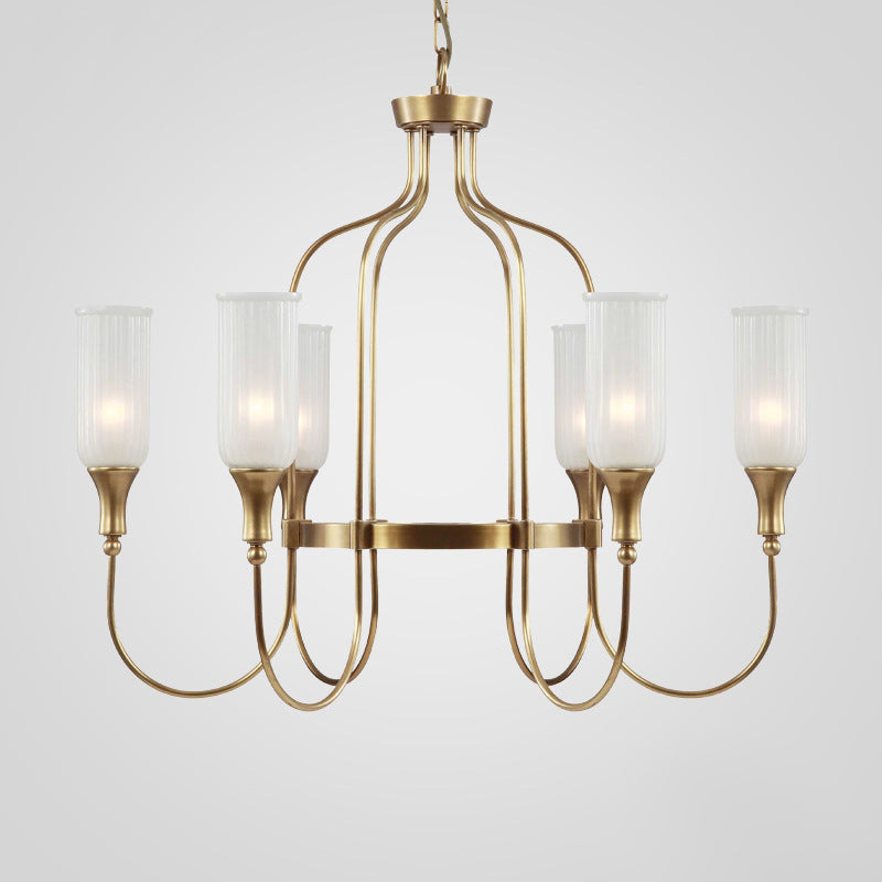 Cylinder Chandelier Light Fixture Traditional Opal Glass Pendant Lighting for Restaurant