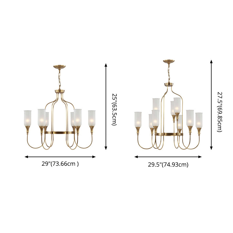 Cylinder Chandelier Light Fixture Traditional Opal Glass Pendant Lighting for Restaurant