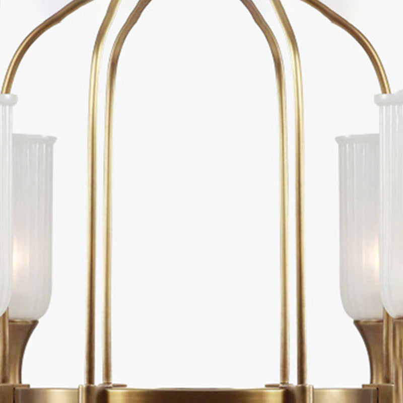 Cylinder Chandelier Light Fixture Traditional Opal Glass Pendant Lighting for Restaurant