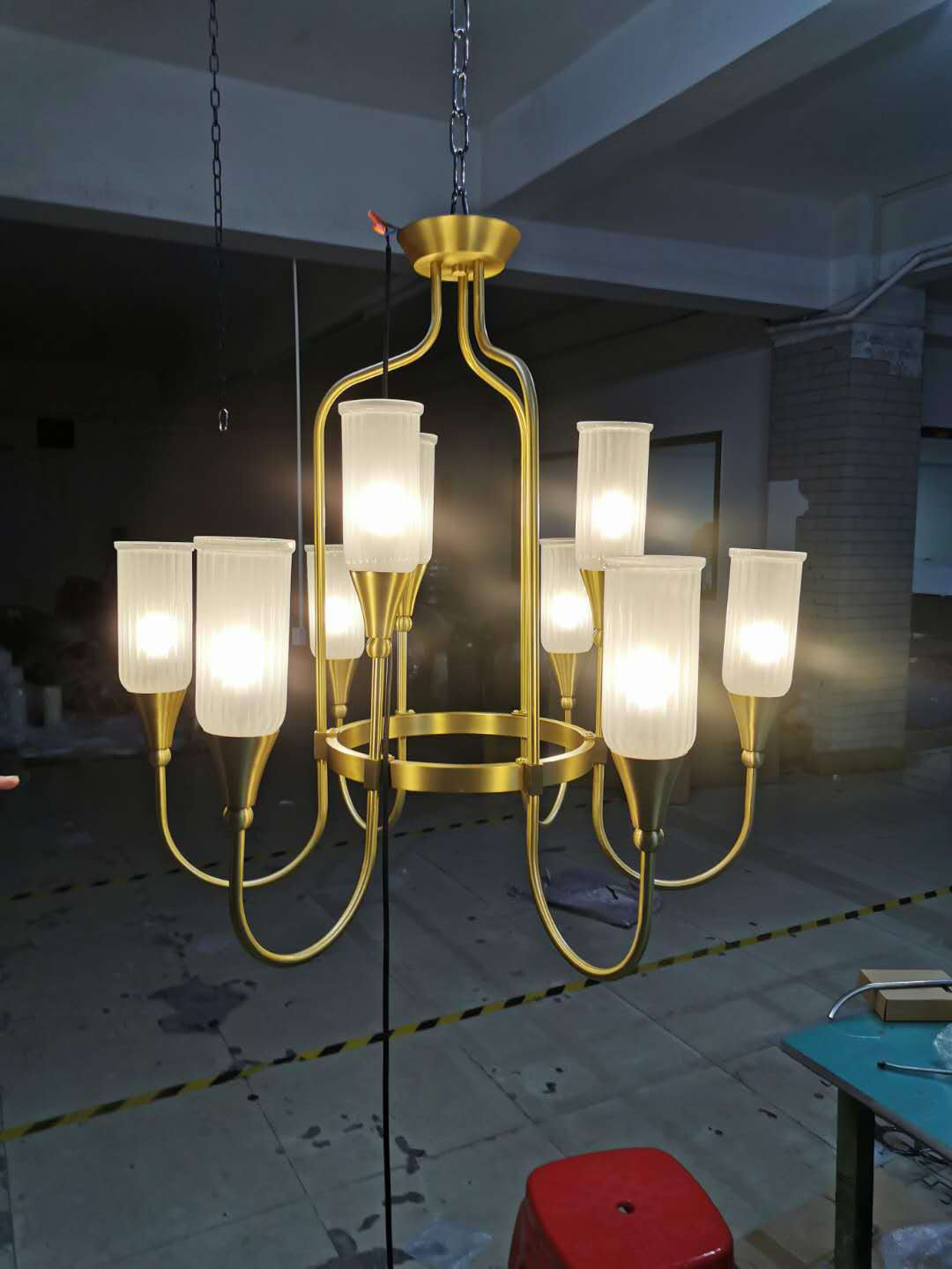 Cylinder Chandelier Light Fixture Traditional Opal Glass Pendant Lighting for Restaurant