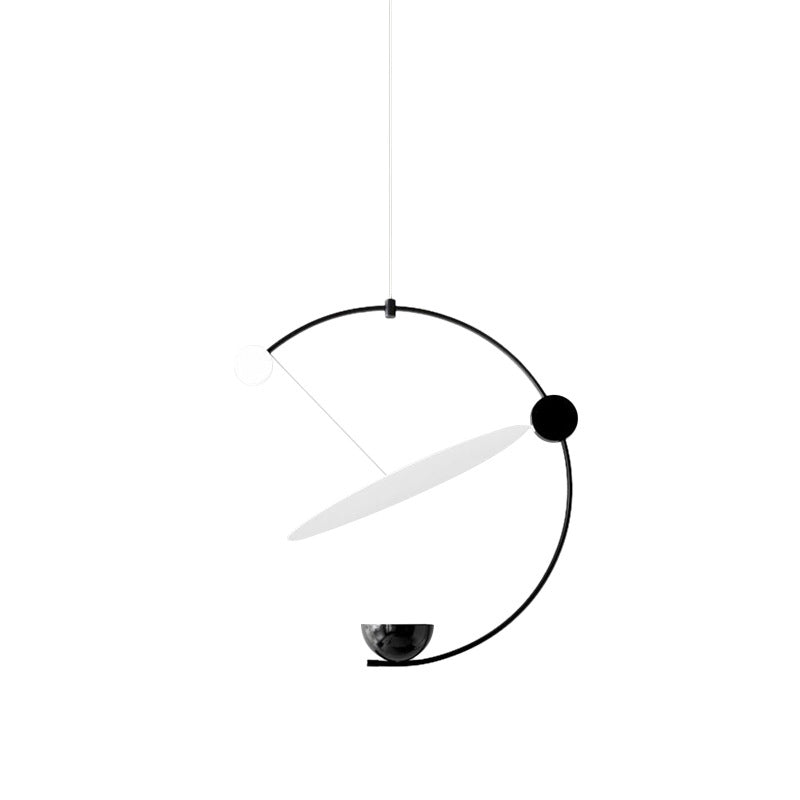 Minimalist LED Hanging Chandelier Super Thin Acrylic Black Orbit Pendulum Pendant