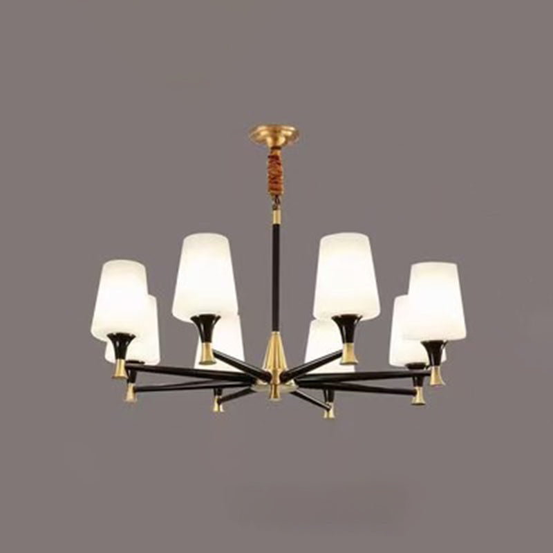 Cup Chandelier Light Fixture Traditional Opal Glass Pendant Lighting for Restaurant